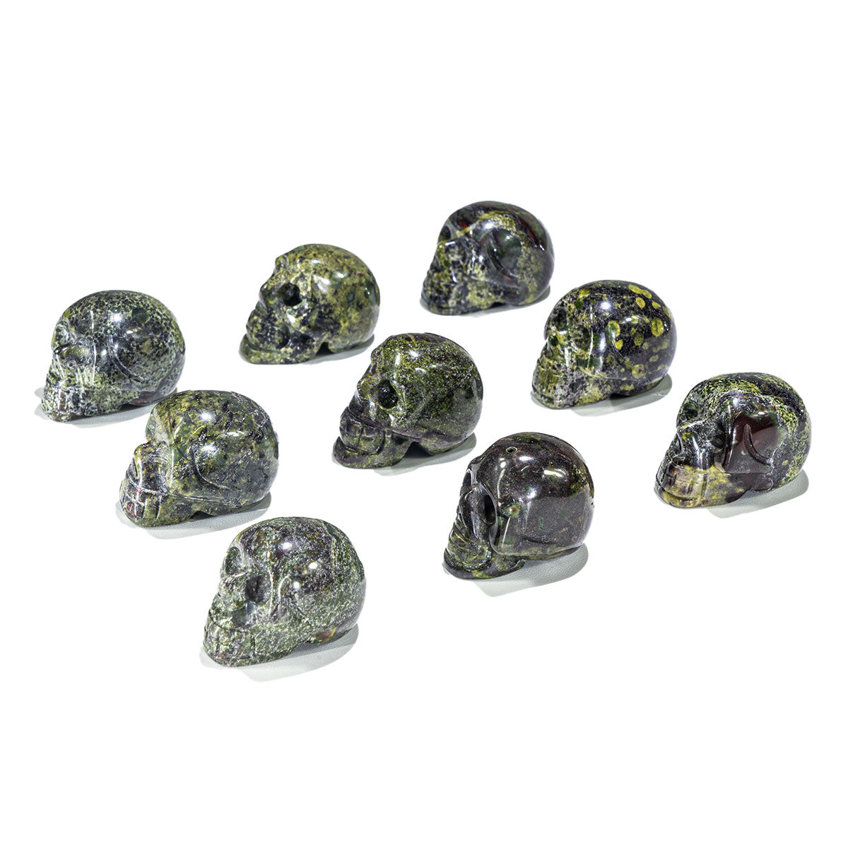 1-Inch Dragon Blood Stone Skull In Bulk