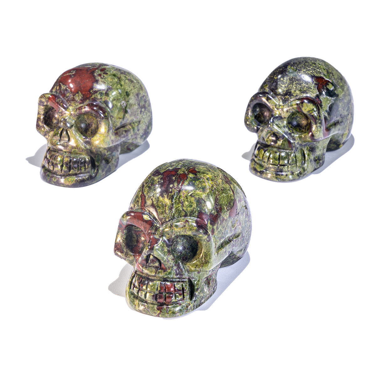 2-Inch Dragon Blood Stone Skull In Bulk