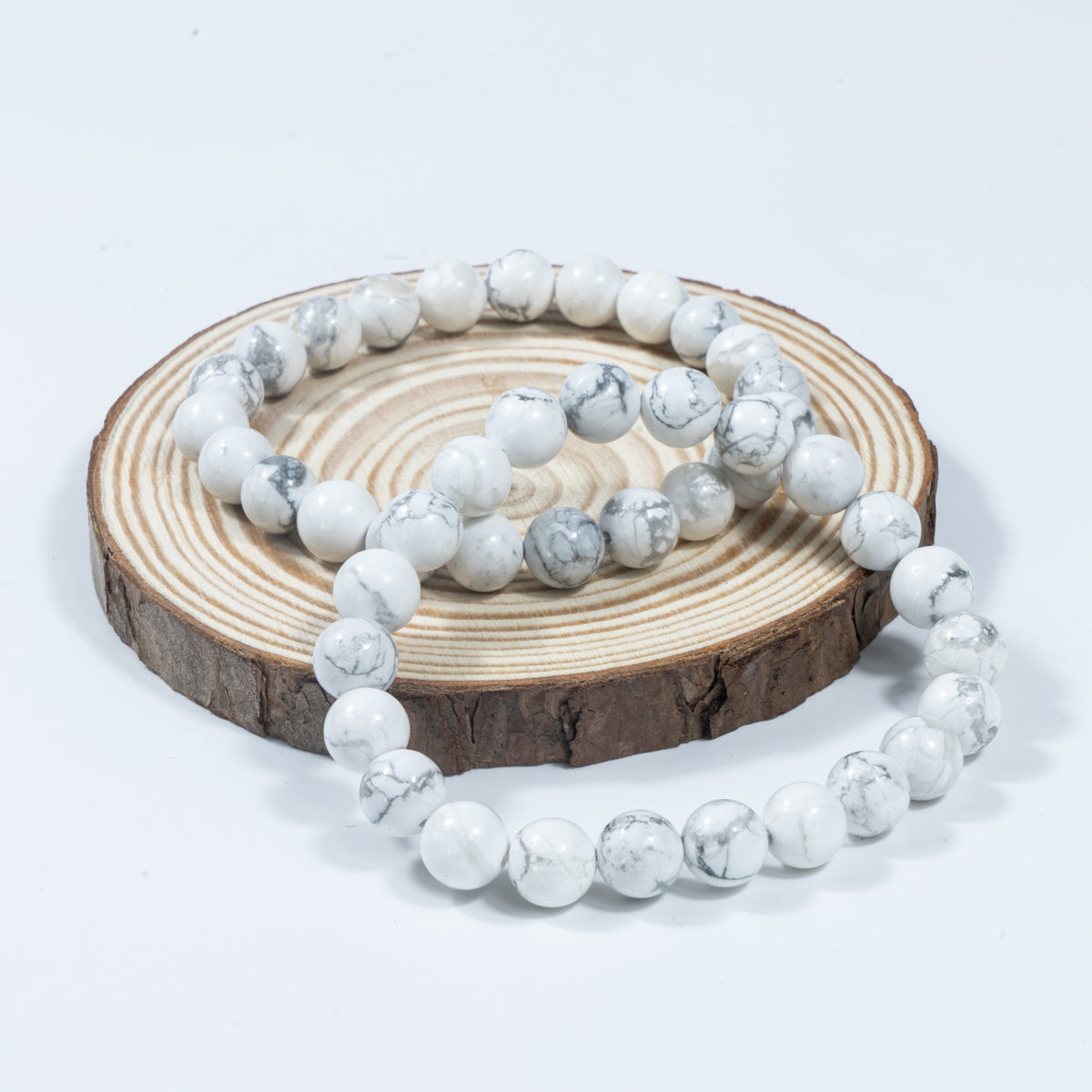 Pulsera de howlita natural de 8 mm/12 mm al por mayor
