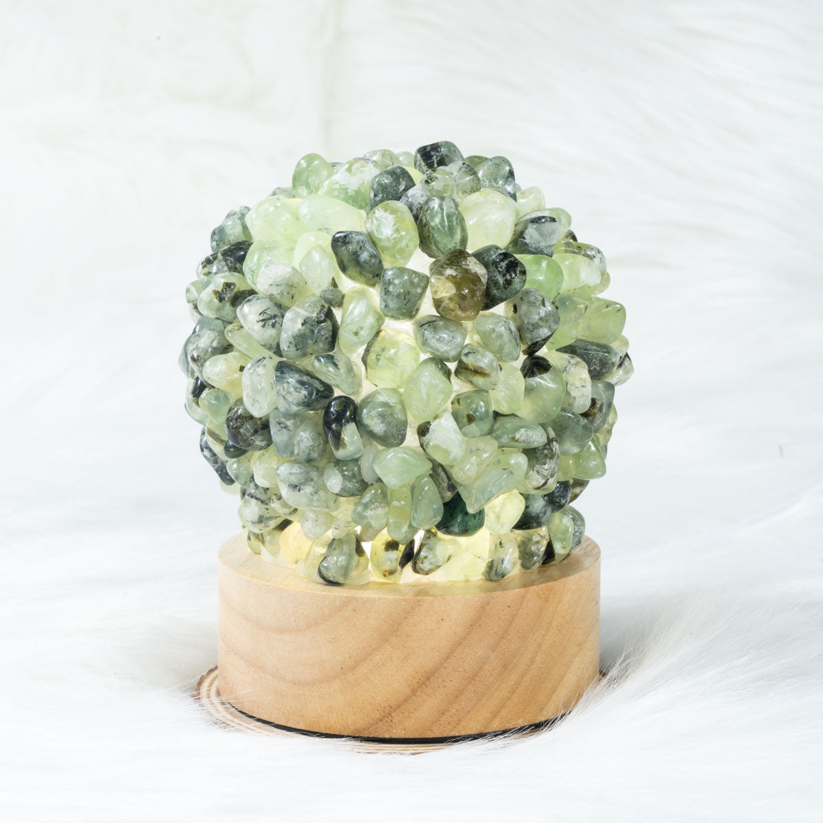 Prehnite Chips Round Lamp In Bulk