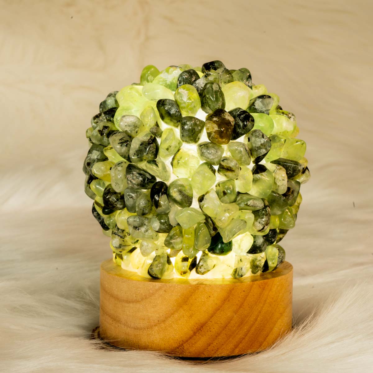 Prehnite Chips Round Lamp In Bulk