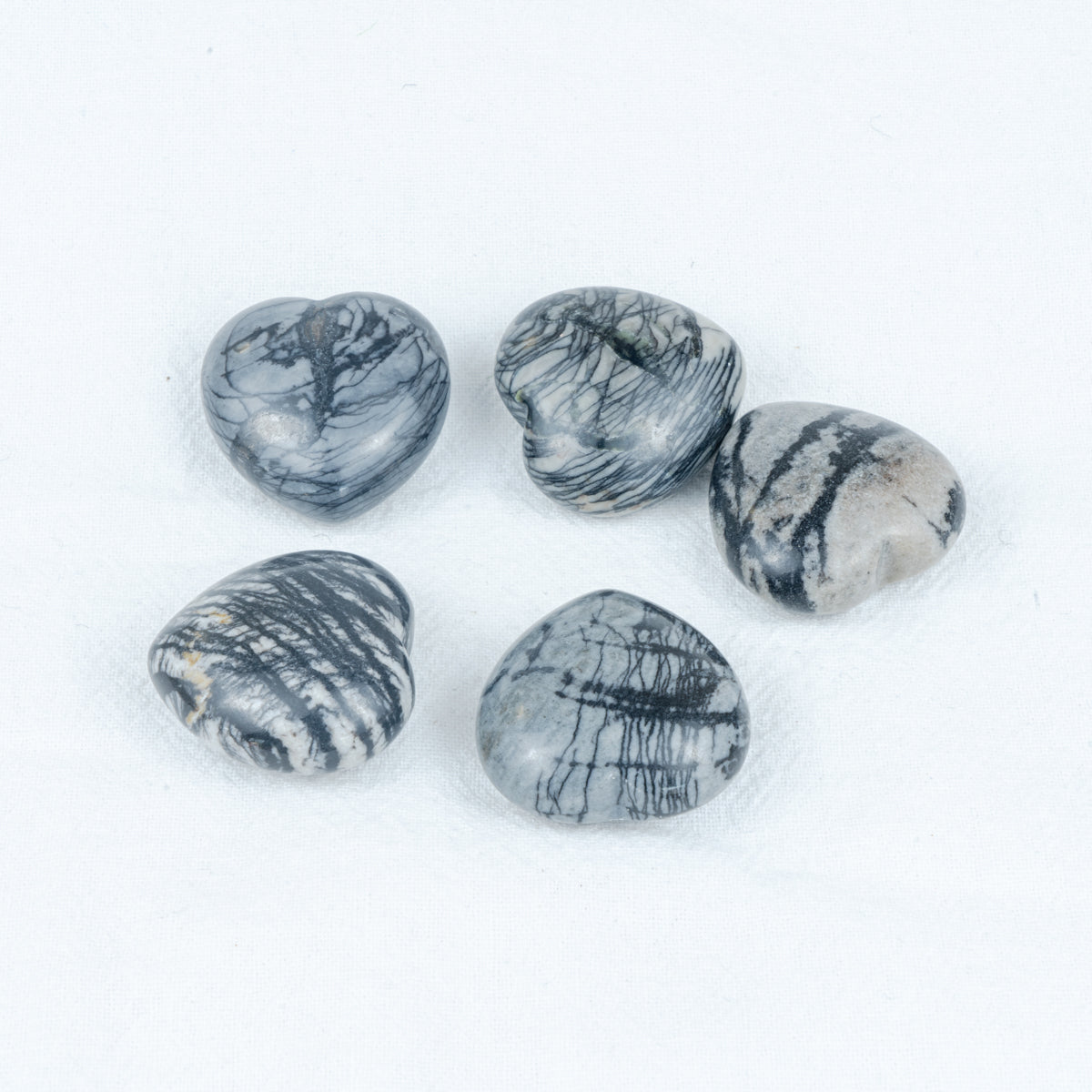 3cm Black Net Stone Heart In Bulk