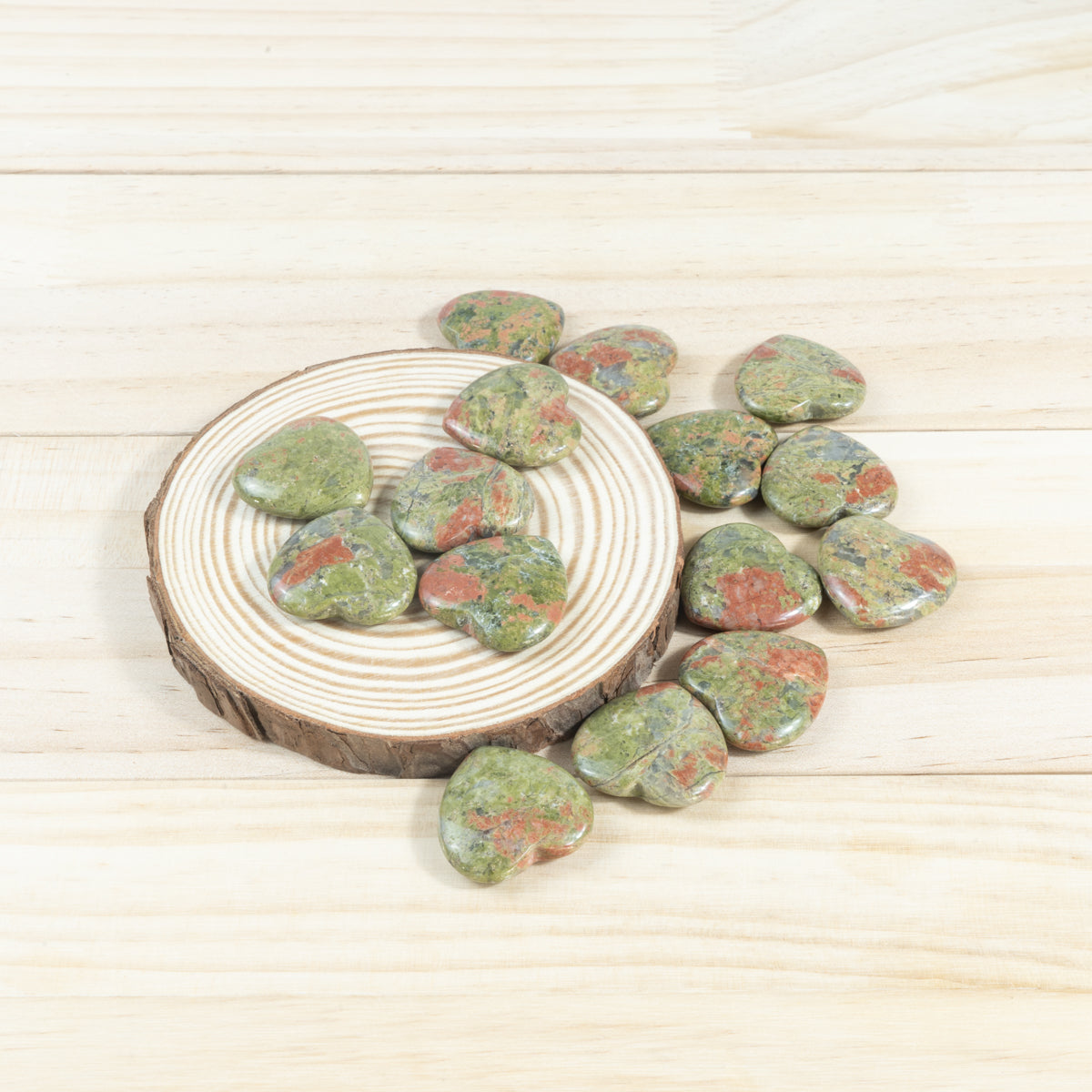 2.5cm Unakite Heart Flake In Bulk