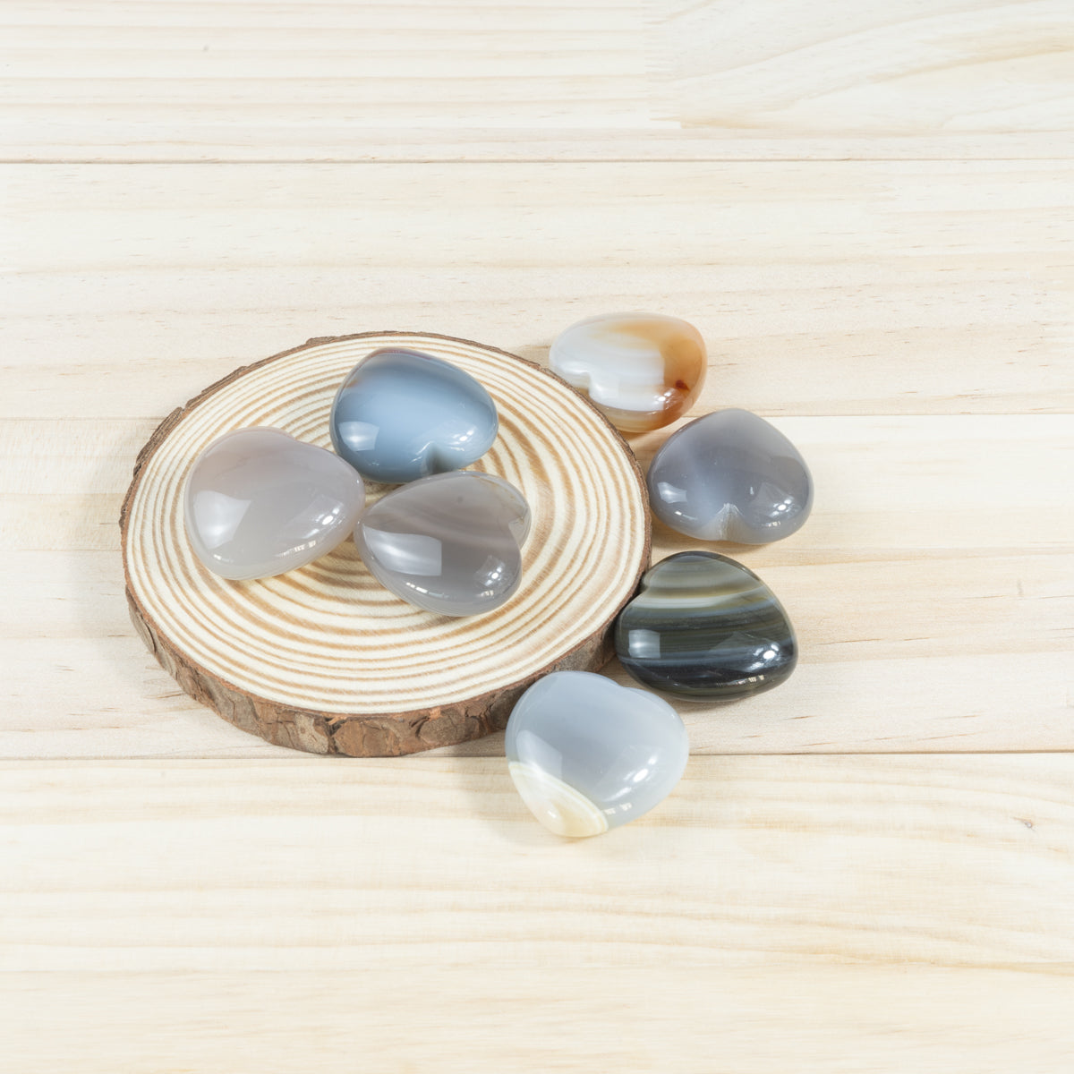 3cm Grey Agate Heart In Bulk