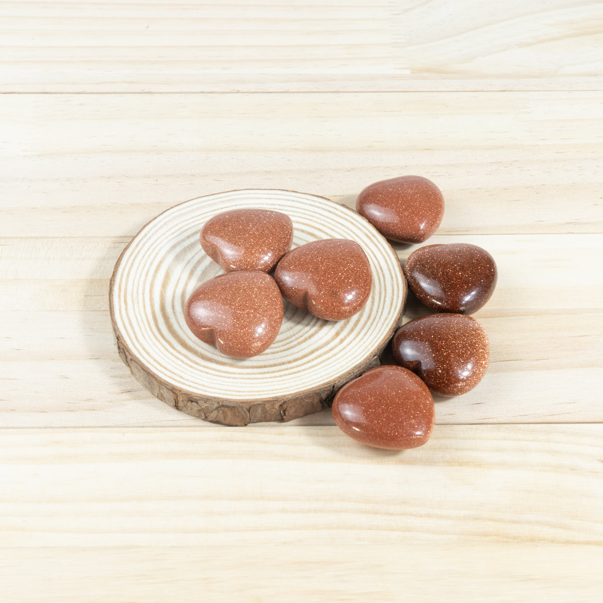 3cm Gold Sand Stone Heart In Bulk
