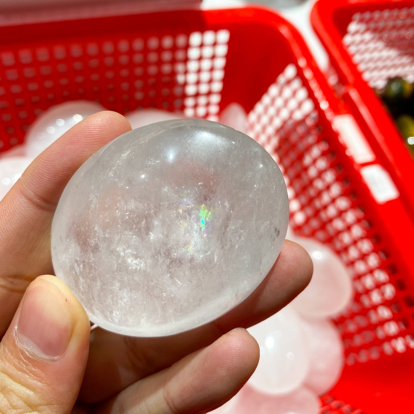 Clear Quartz Palm Stone In Bulk