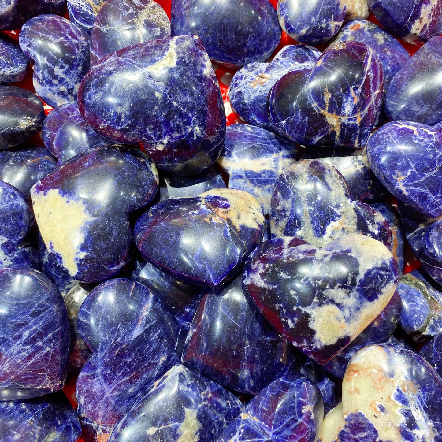Sodalite Heart Palm Stone In Bulk