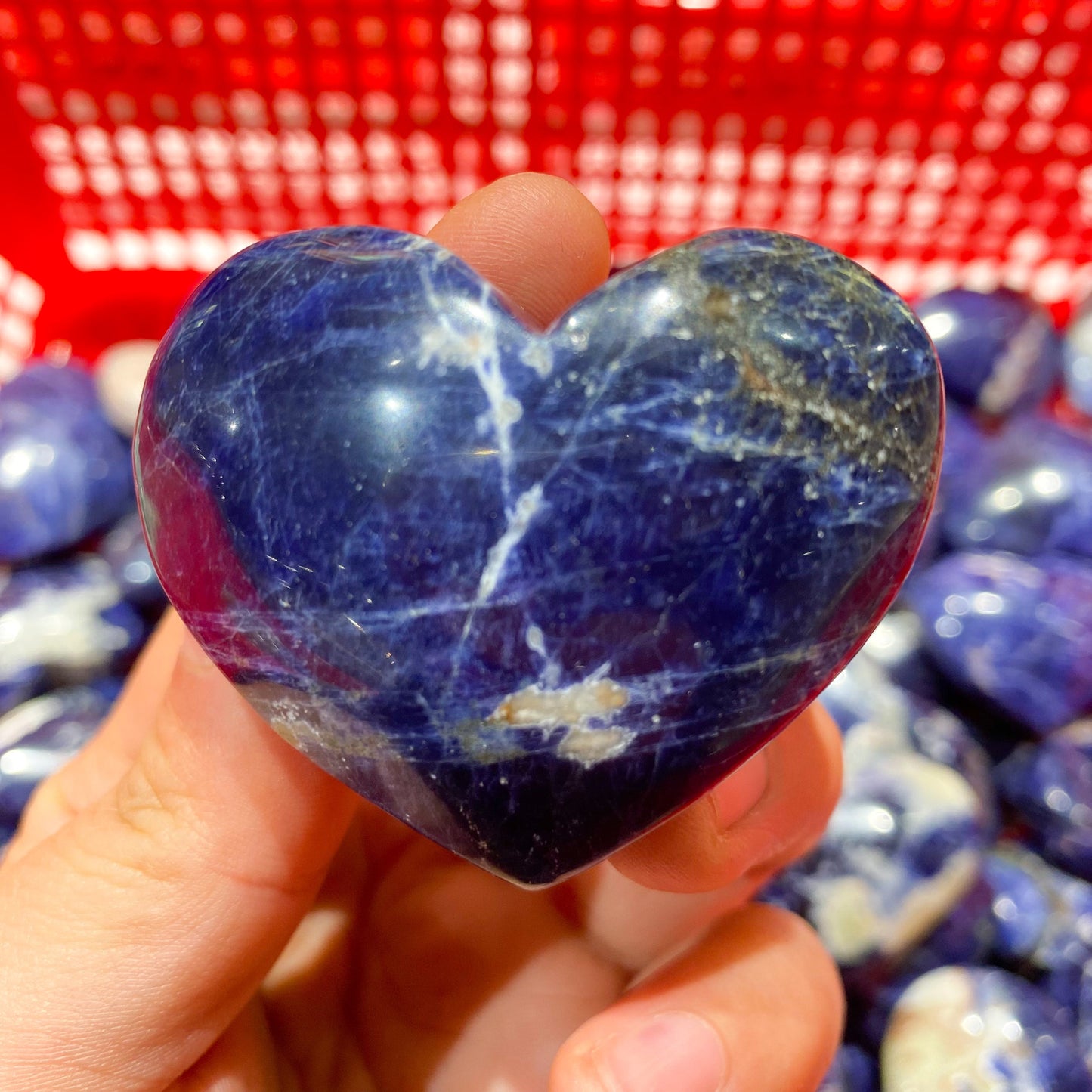 Sodalite Heart Palm Stone In Bulk
