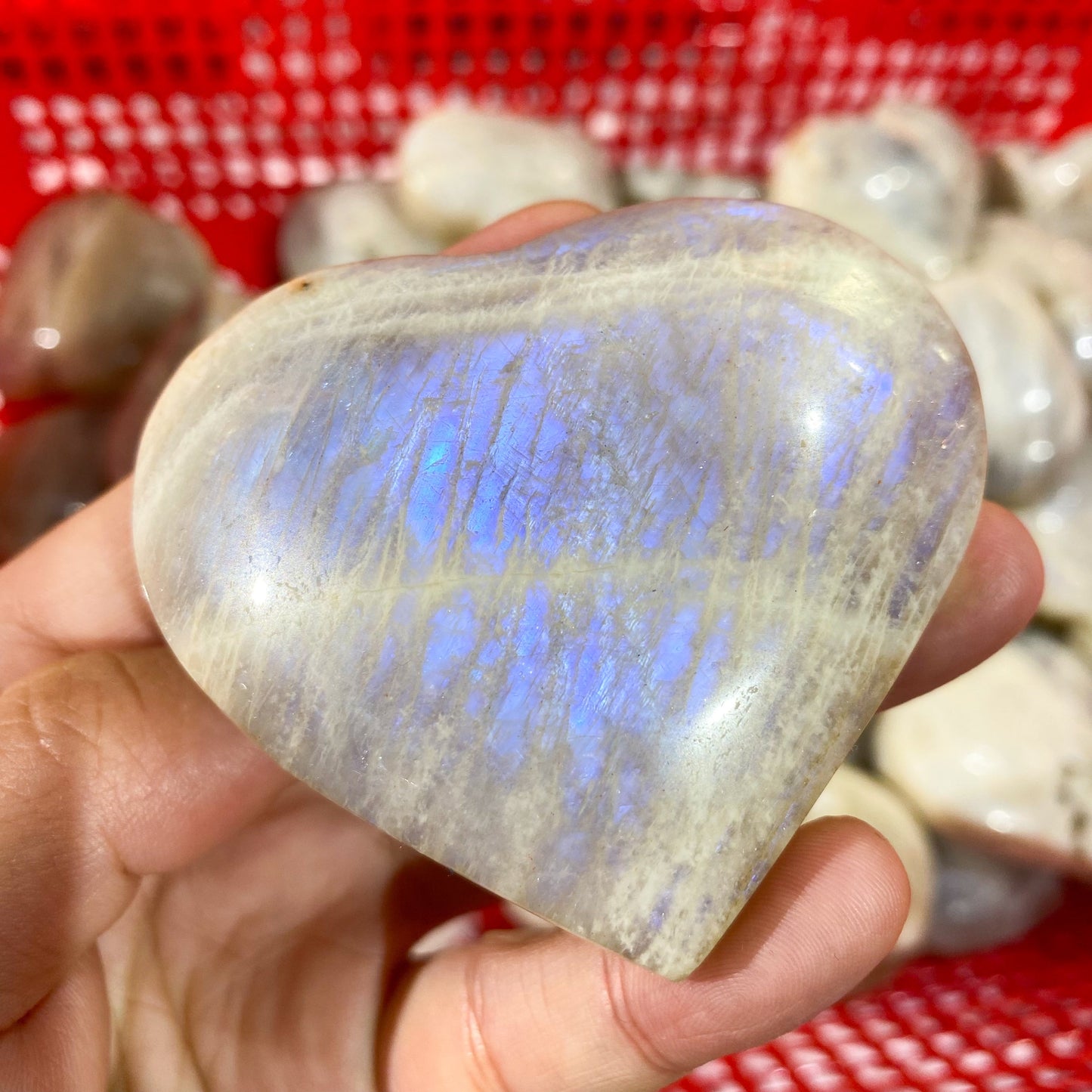 Moon Stone Heart Palm Stone In Bulk