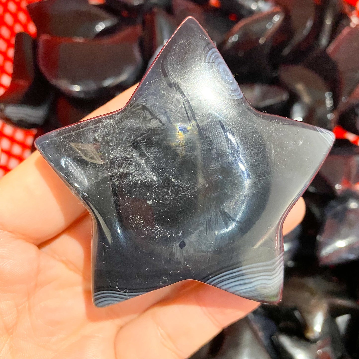 Black & White Lace Agate Palm Stone In Bulk
