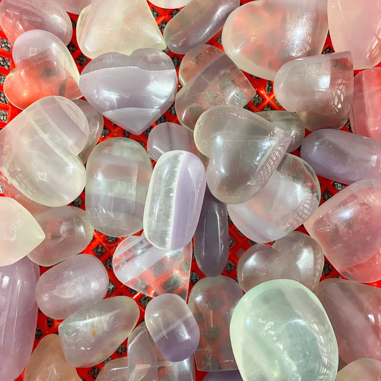 Light Purple Fluorite Palm Stone In Bulk