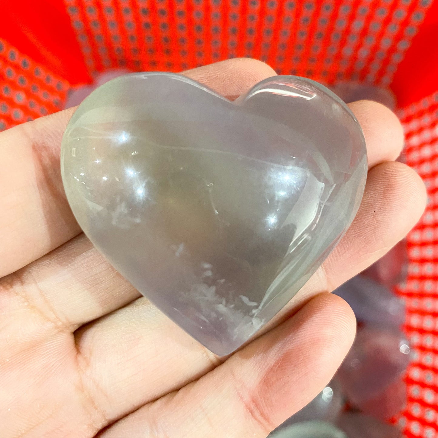 Light Purple Fluorite Palm Stone In Bulk