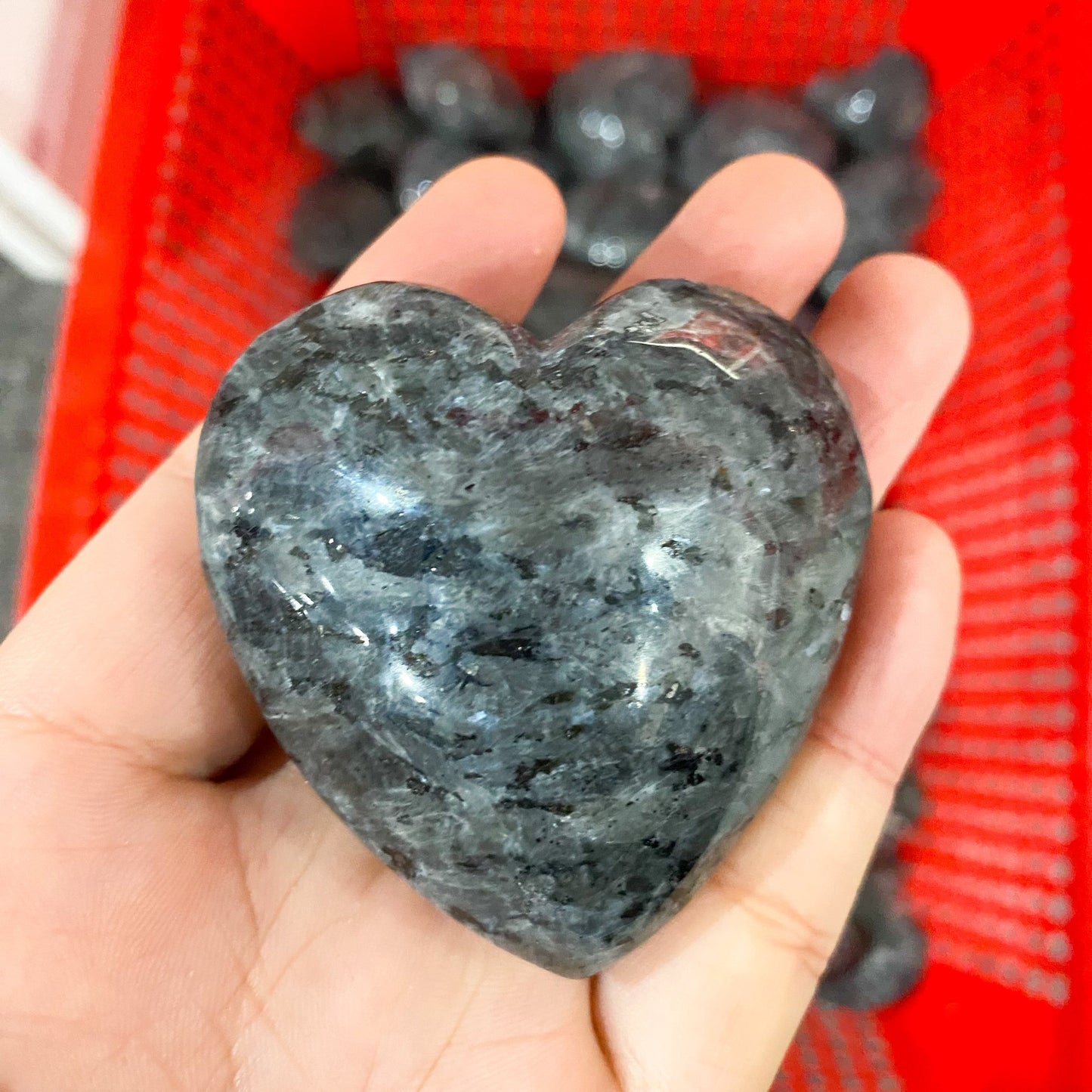 Larvikite Heart Palm Stone In Bulk