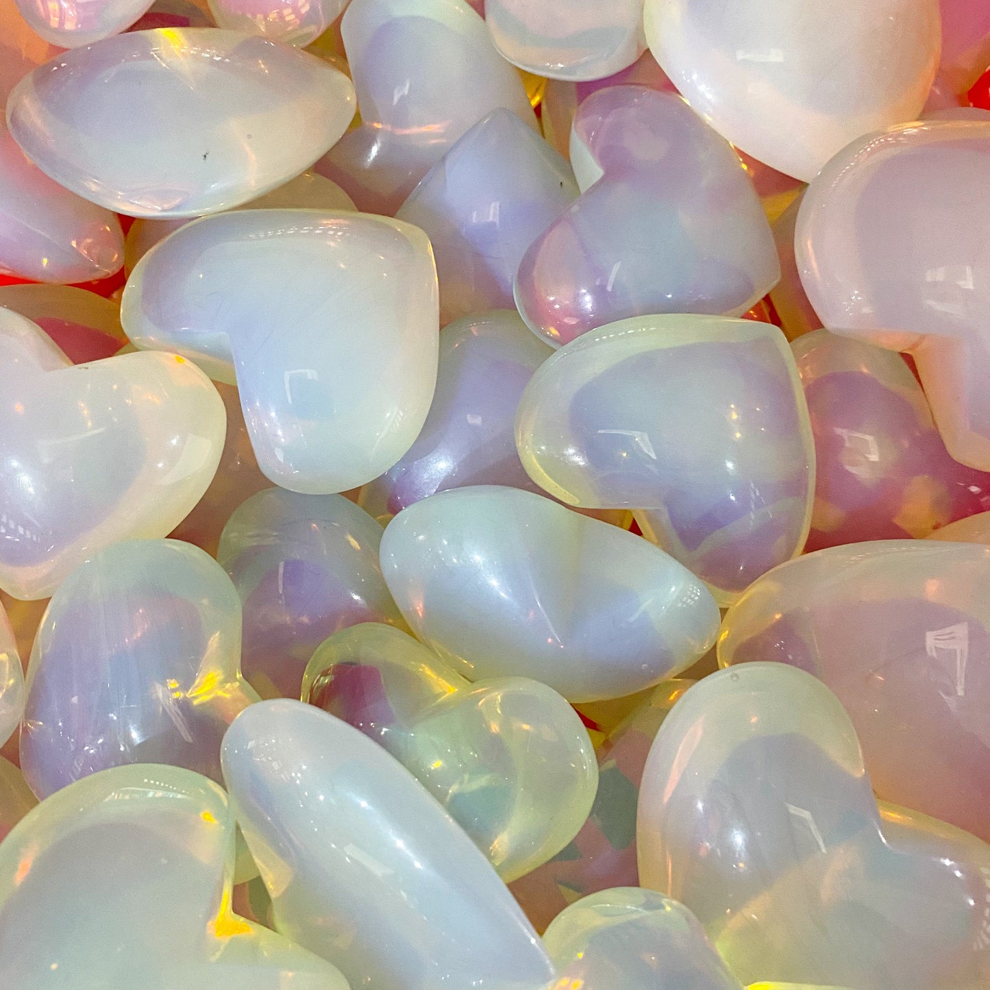 Opalite Heart Palm Stone In Bulk