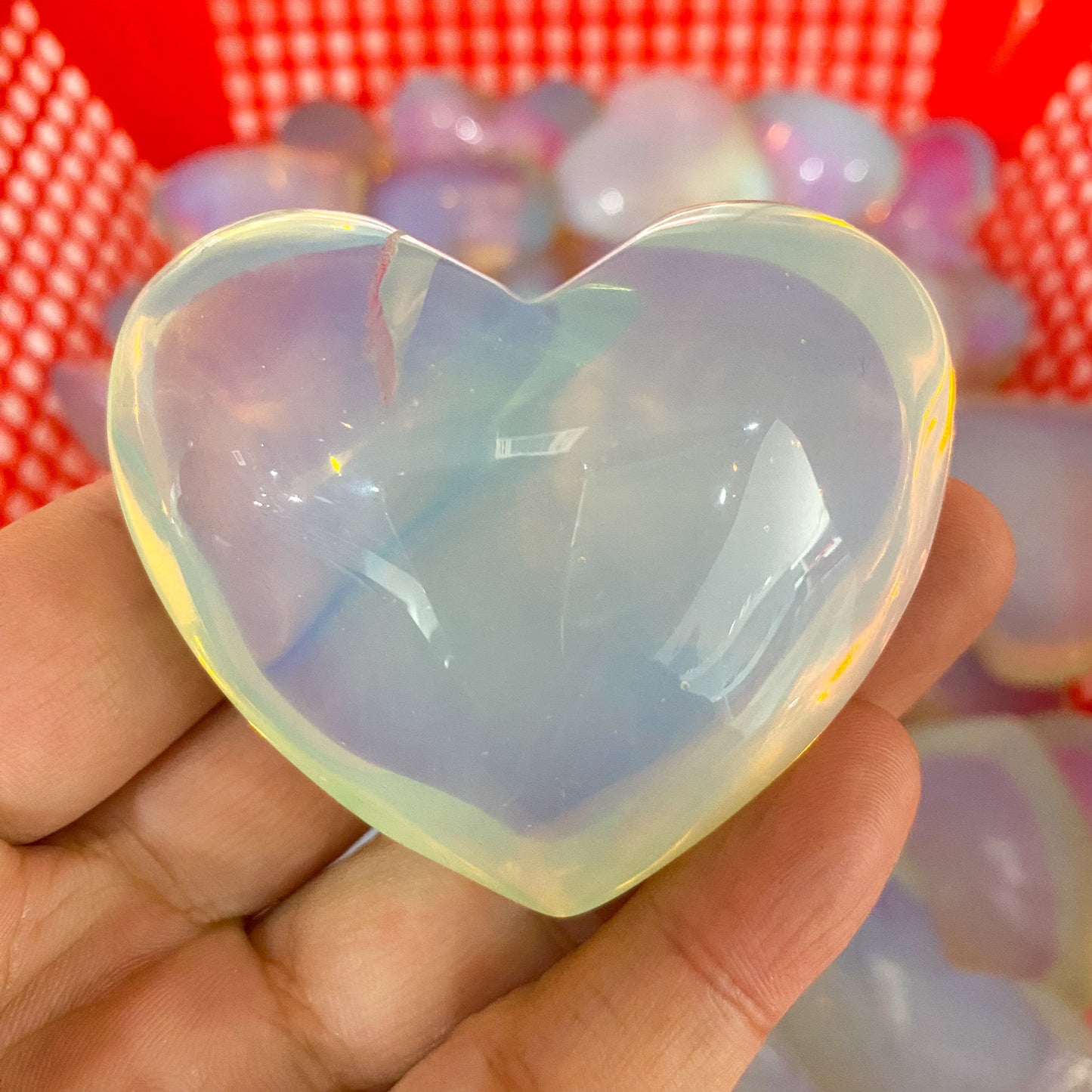 Opalite Heart Palm Stone In Bulk