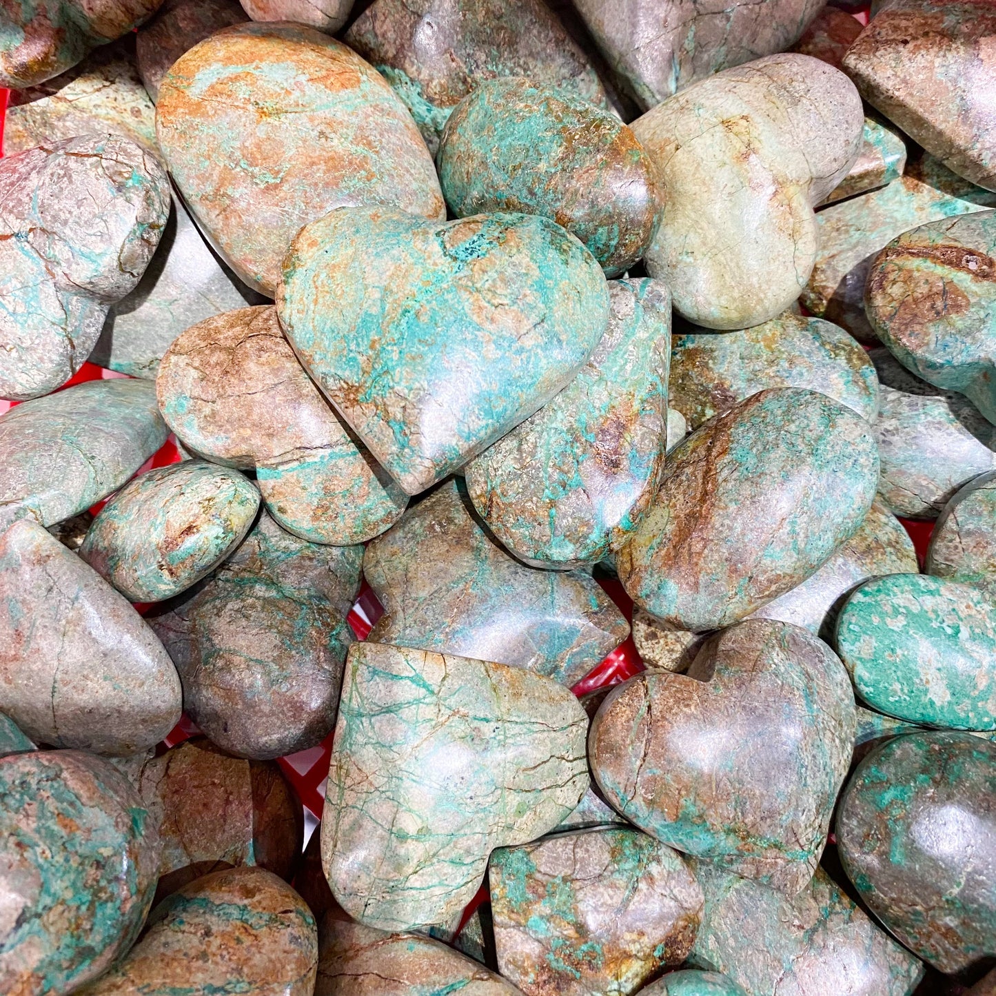 Chrysocolla Heart Palm Stone In Bulk