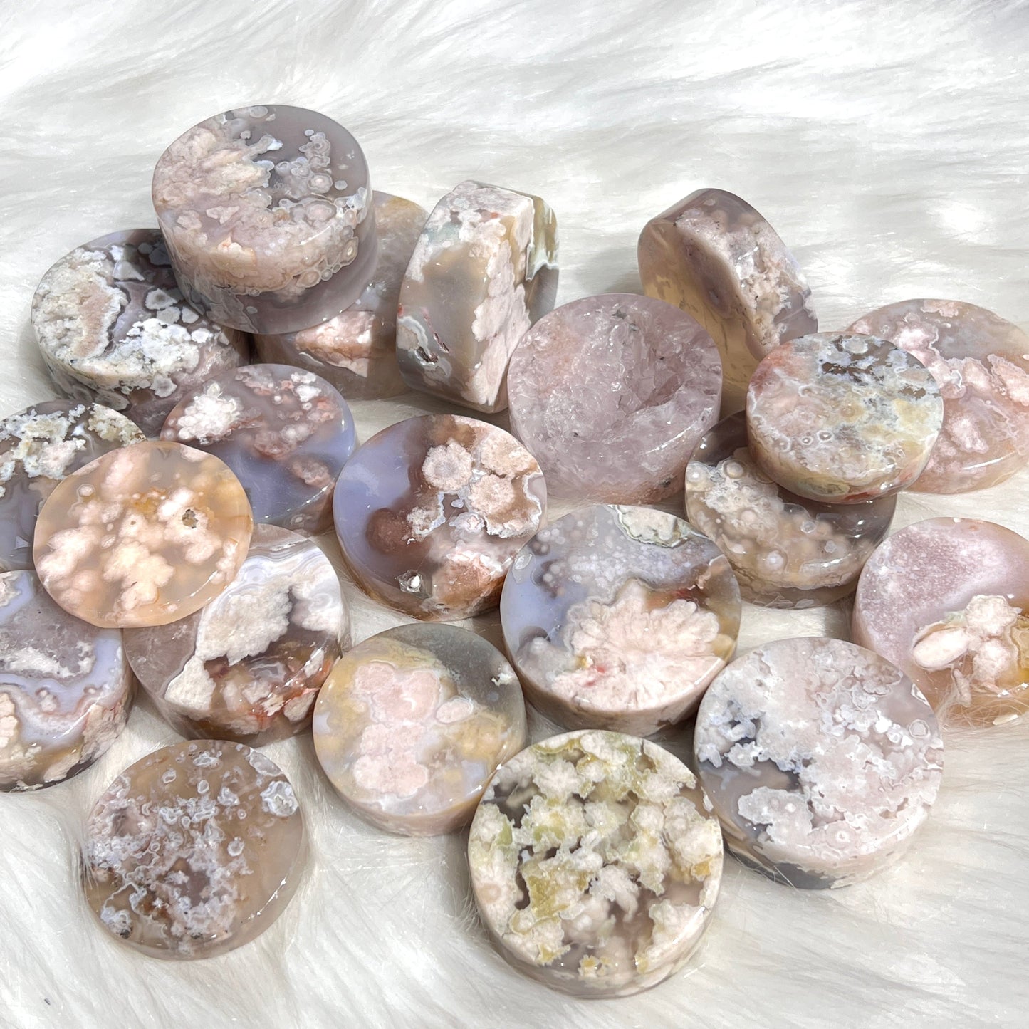Flower Agate Round Slices For Sale