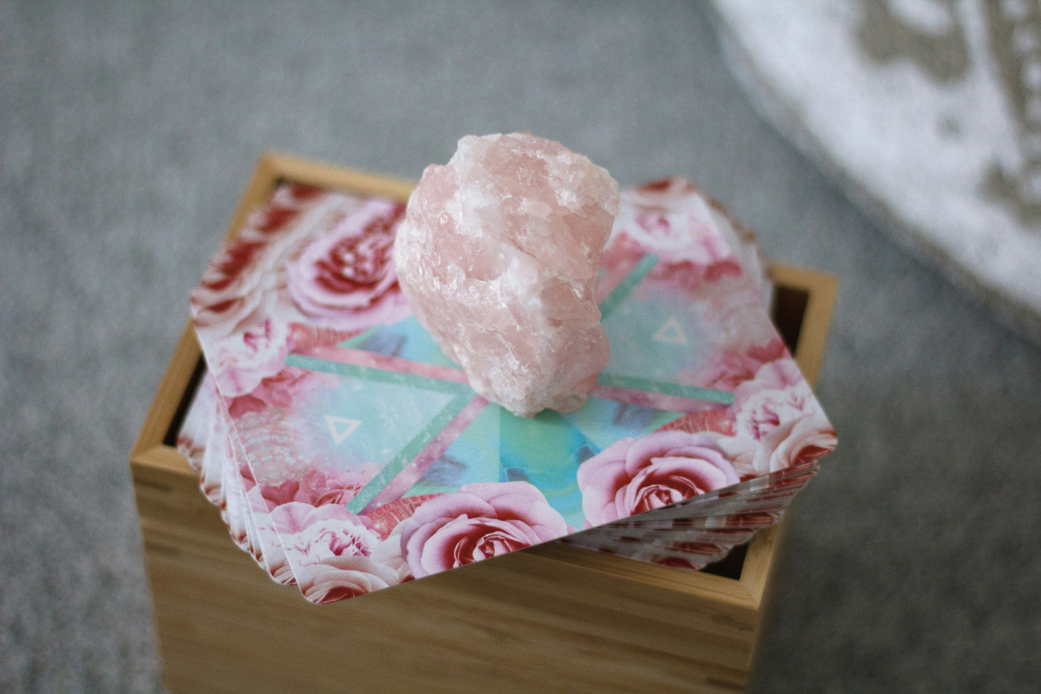 Natural rose quartz crystal with pink hues and gentle textures