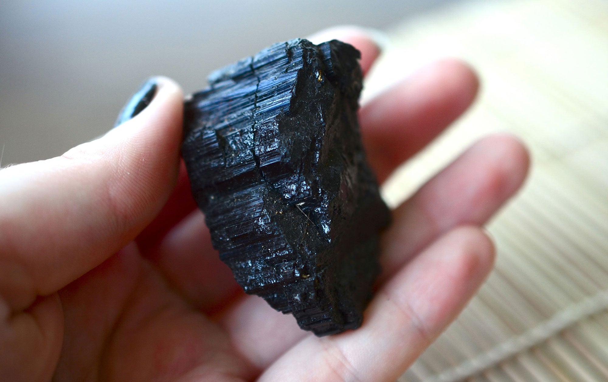 Black Tourmaline showcasing its deep black color and natural texture