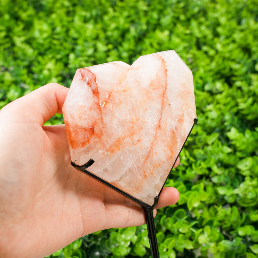 Natural Golden Healer Quartz Heart Spiritual Decor for Abundance & Joy, Unique Healing Stone Set for Meditation & Gift