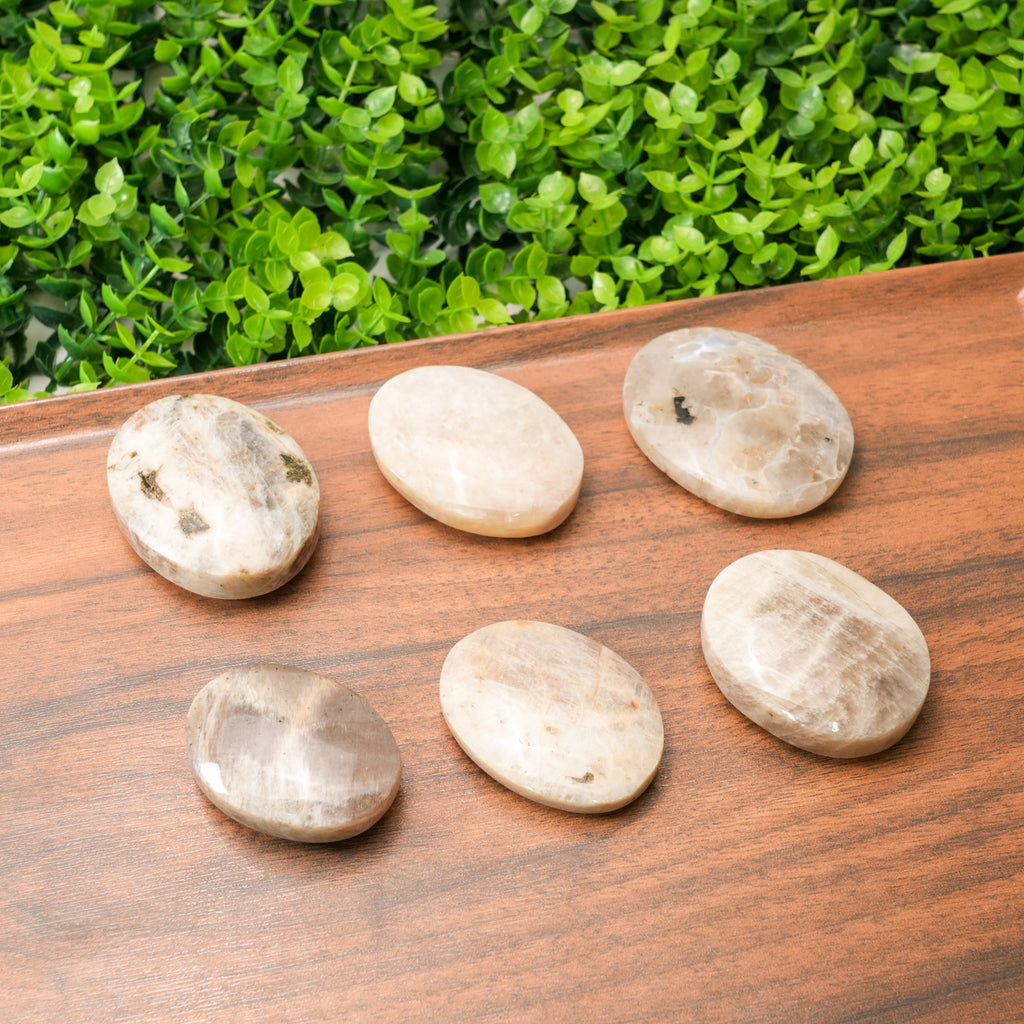 Orange Moon Palm Stone | Healing Crystal for Warmth & Positivity, Portable Handheld Stone