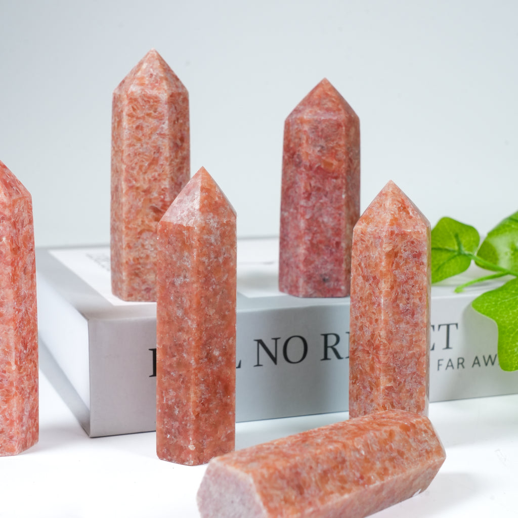 Sunstone Crystal Tower Obelisk, Polished Point Wand for Energy Healing & Home Decor