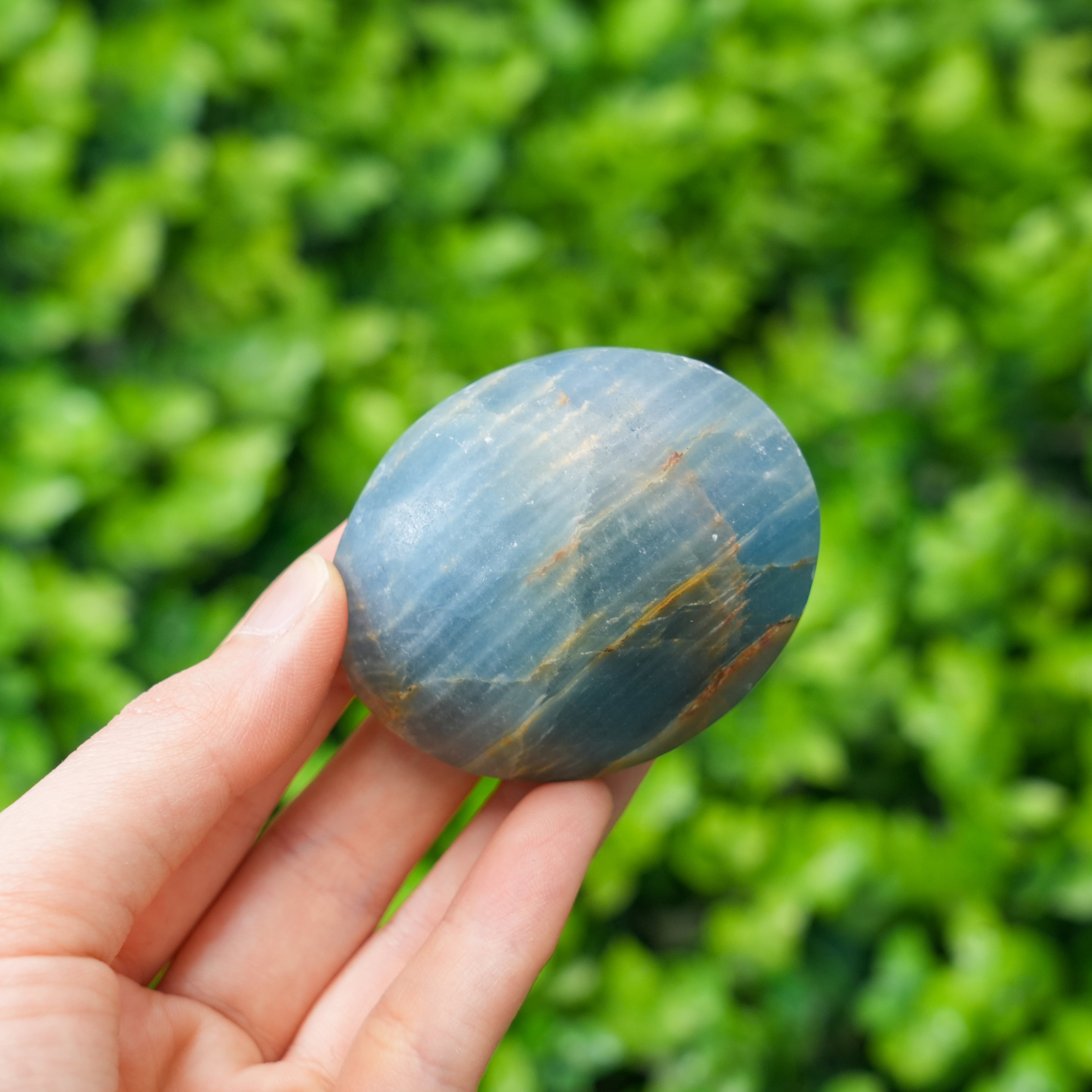 Natural Blue Onyx Palm Stone Polished Calming Crystal for Strength & Emotional Balance