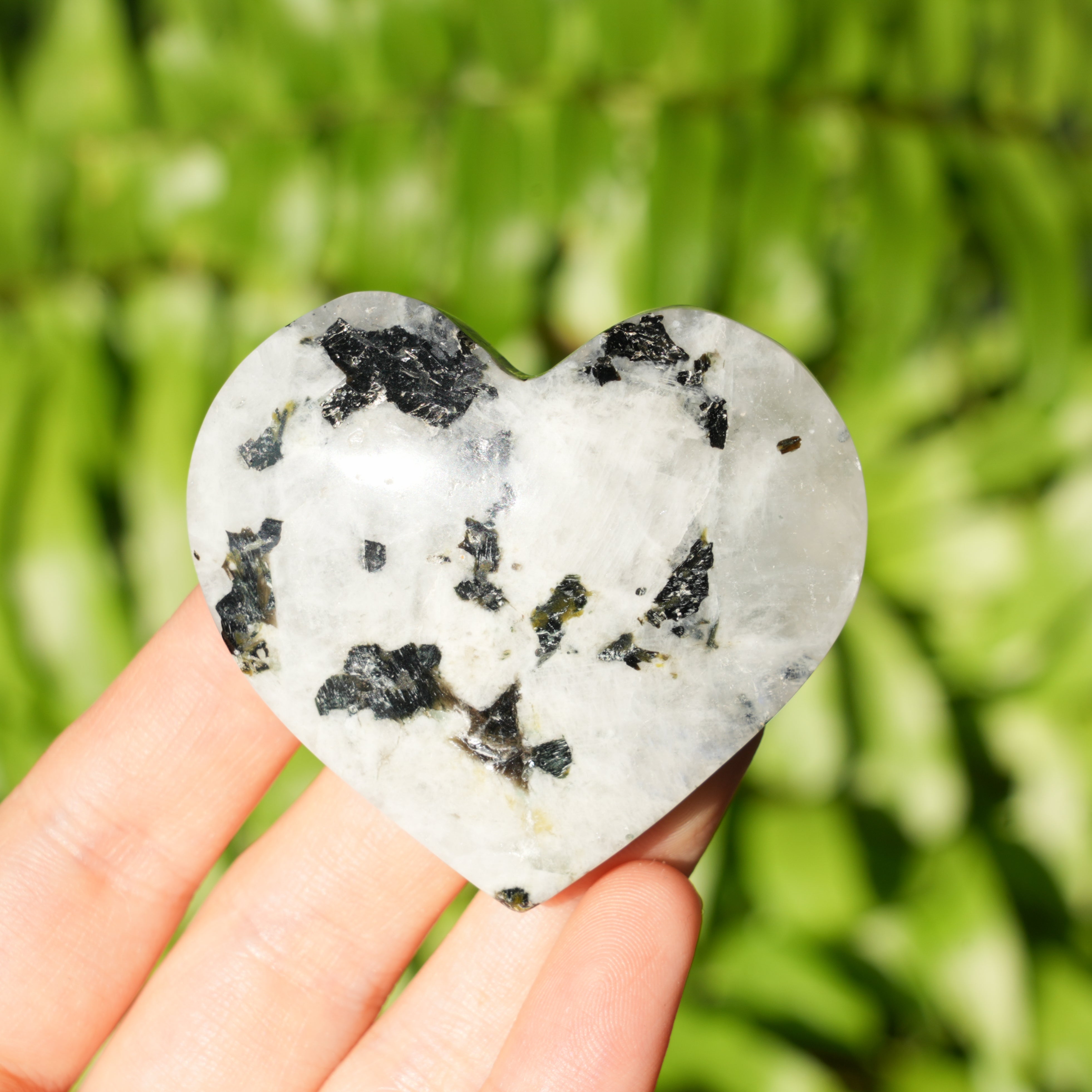 Black Dots White Moonstone Heart