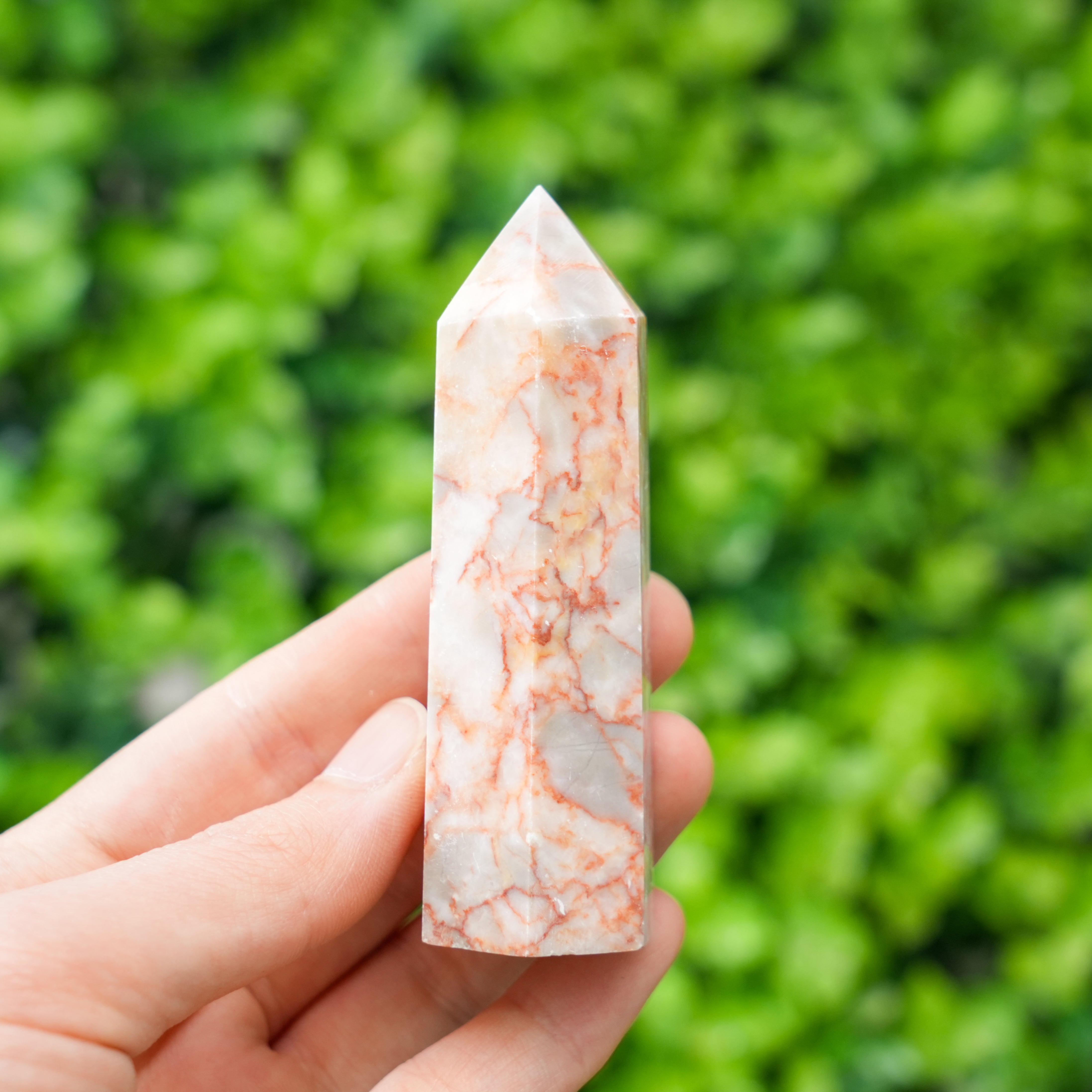 Red net stone tower Single Network Crystal Column for Home Decor