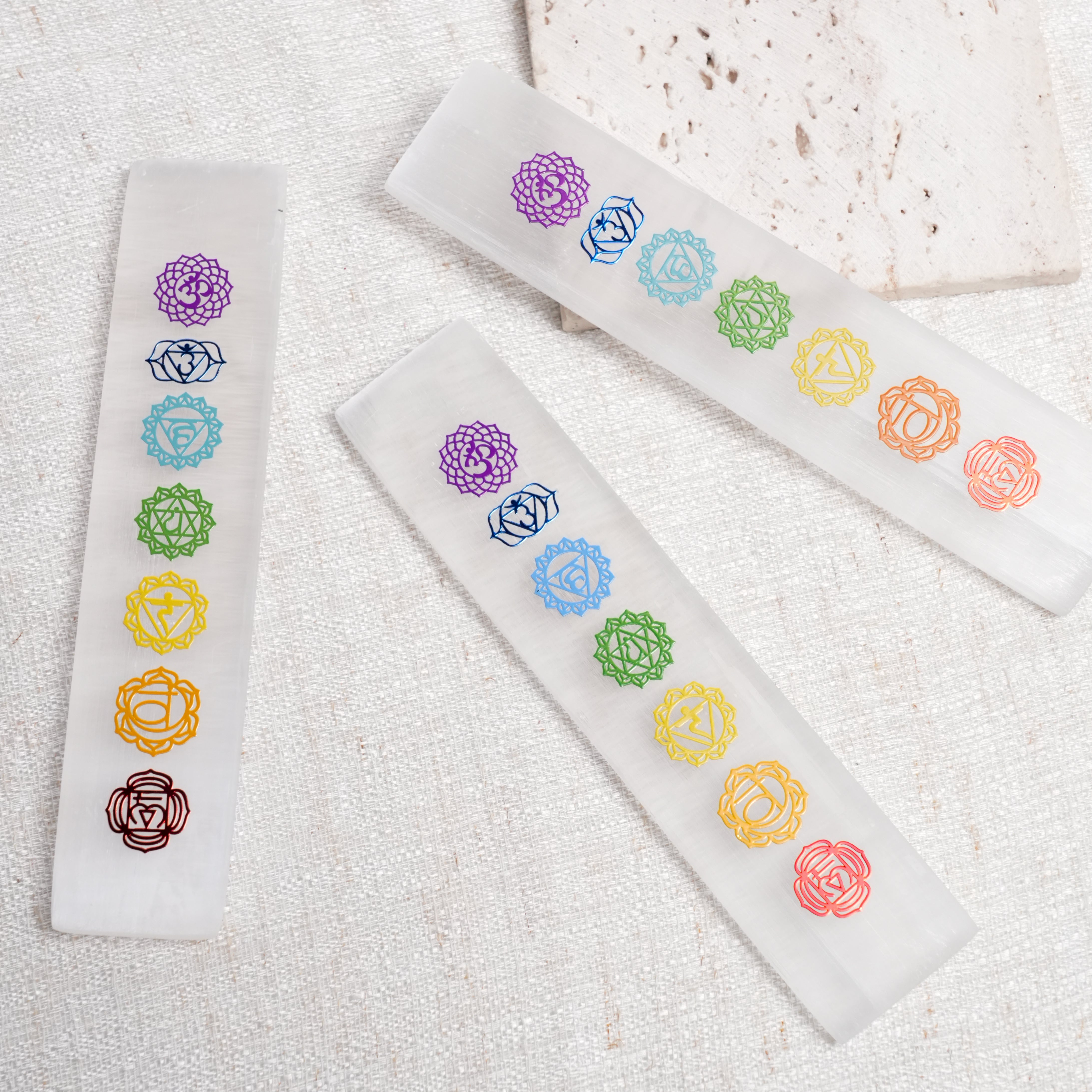 Selenite 7 Chakra Bar