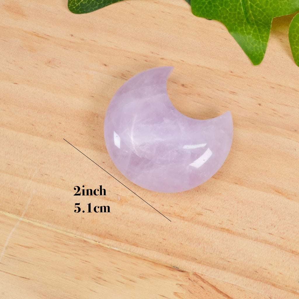 Lavender Amethyst Crescent Moon Crystal Carving | Polished Moon Palm Stone for Calming Energy, Meditation