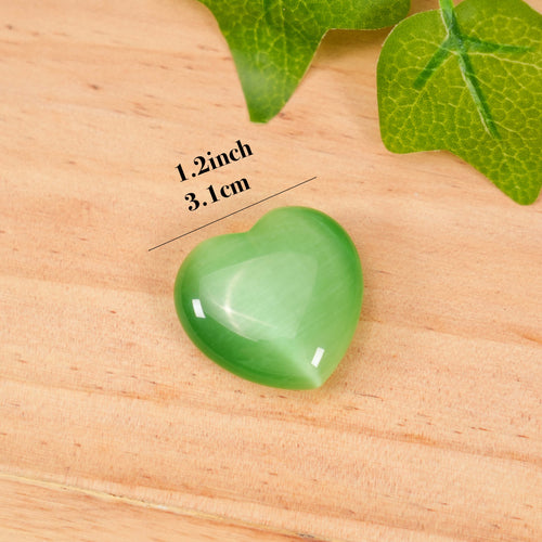 Assorted Color Cat's Eye Heart Shaped Worry Stones, Pocket Palm Stones for Meditation & Anxiety Relief