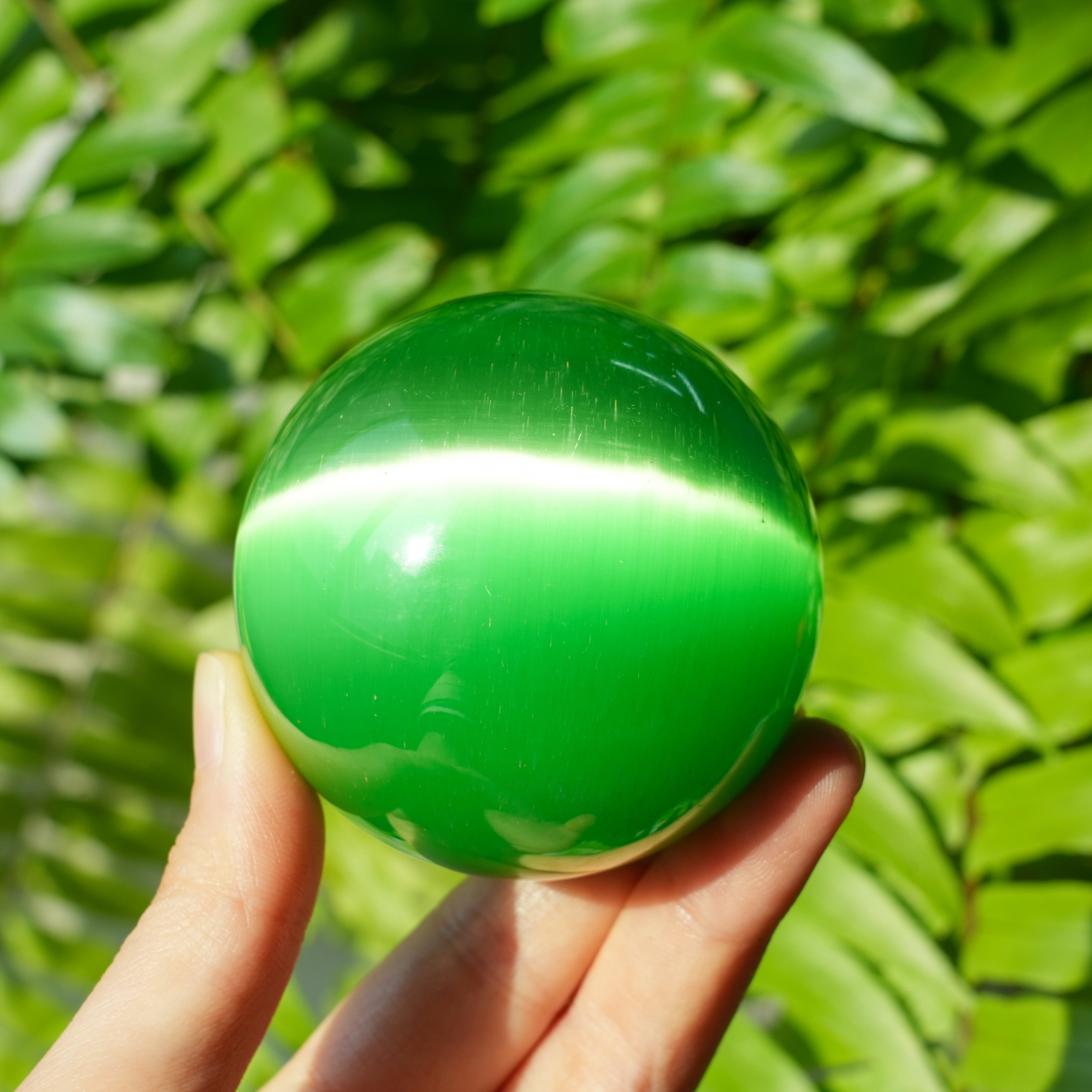 Green Cat Eye Stone Sphere