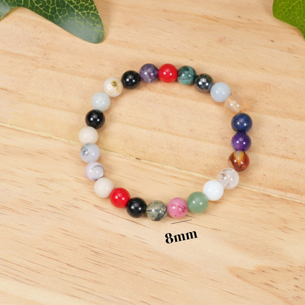 Natural Mixed Stone Beaded Bracelet, Handmade Crystal Bracelet for Women & Men