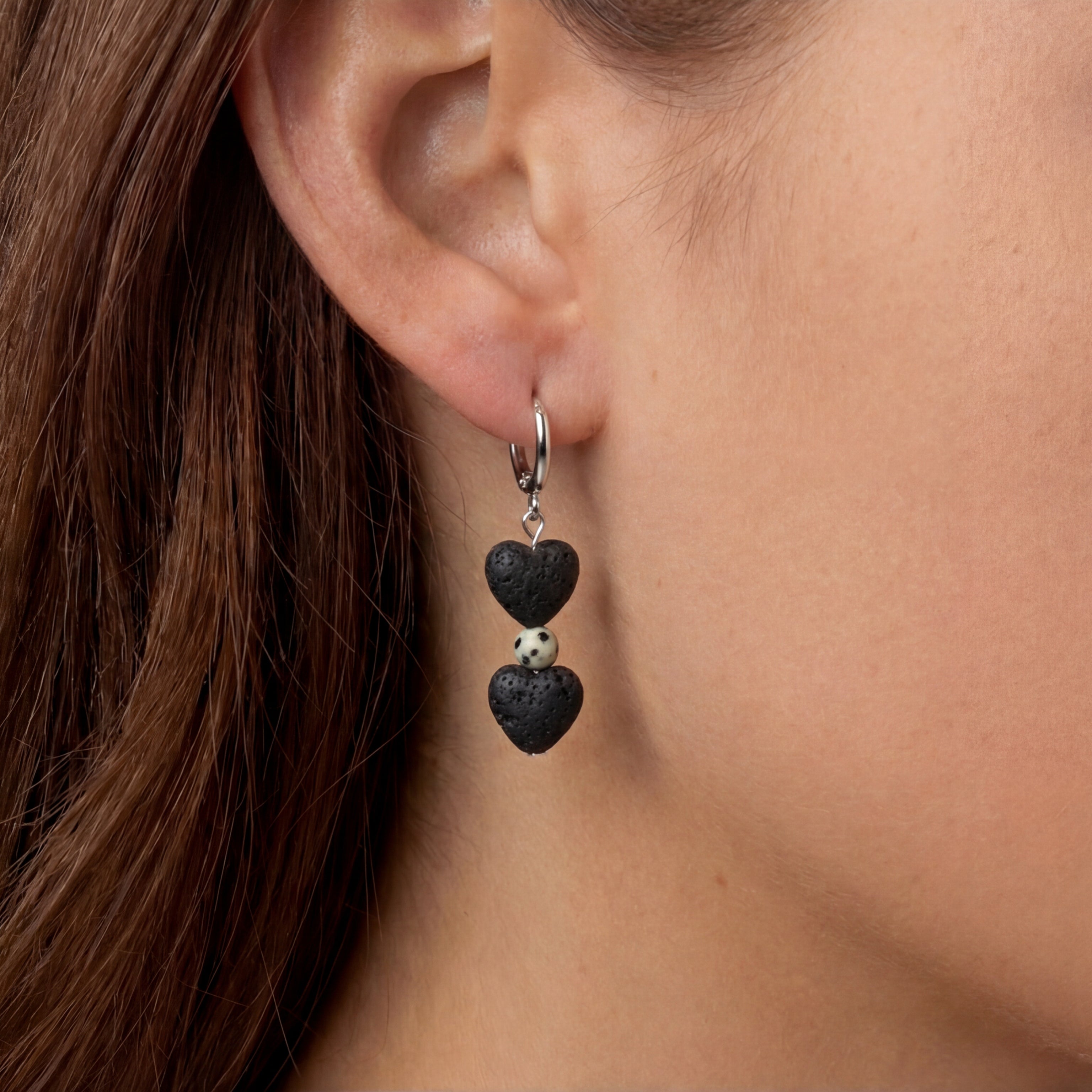 Custom Lava Stone Heart Earrings