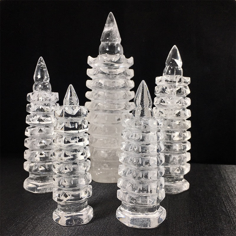 Clear Quartz Wenchang Pagoda Carving