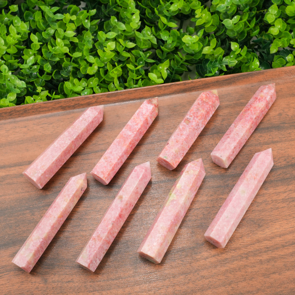 Thulite Crystal Point – Natural Thulite Single Terminated Wand, Polished Pink Crystal Tower for Healing, Meditation, Energy Work, Home Decor & Collection