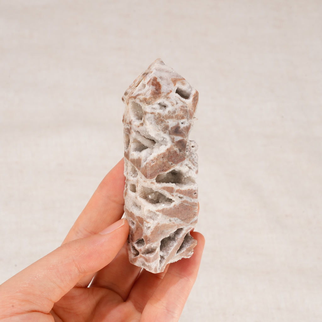 Natural Sphalerite Druzy Obelisk Tower | Raw Crystal Druzy Point Wand for Home Decor & Crystal Healing