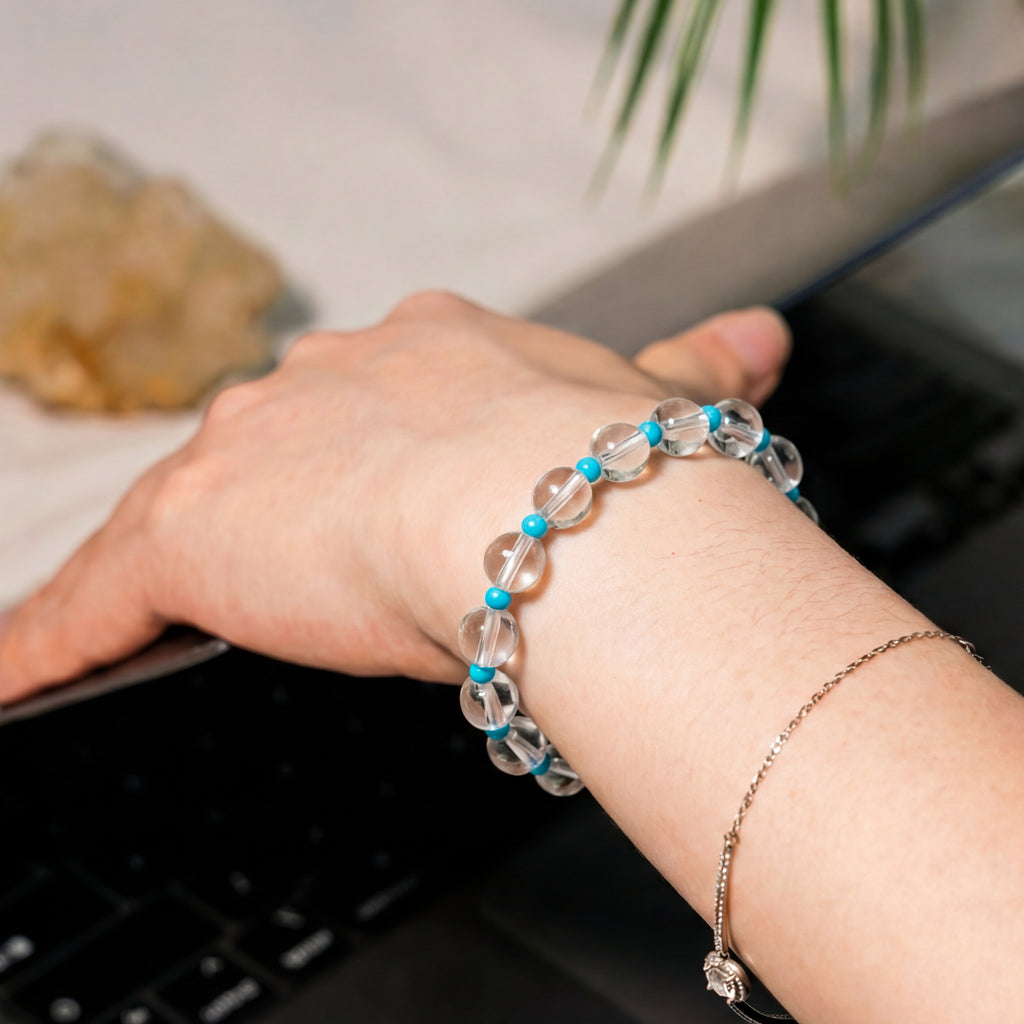 Clear & Blue Crystal Handmade Bracelet