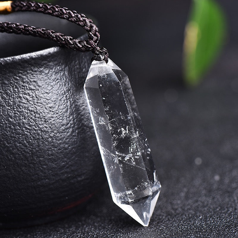 Clear Quartz Double Pointed Column Necklace