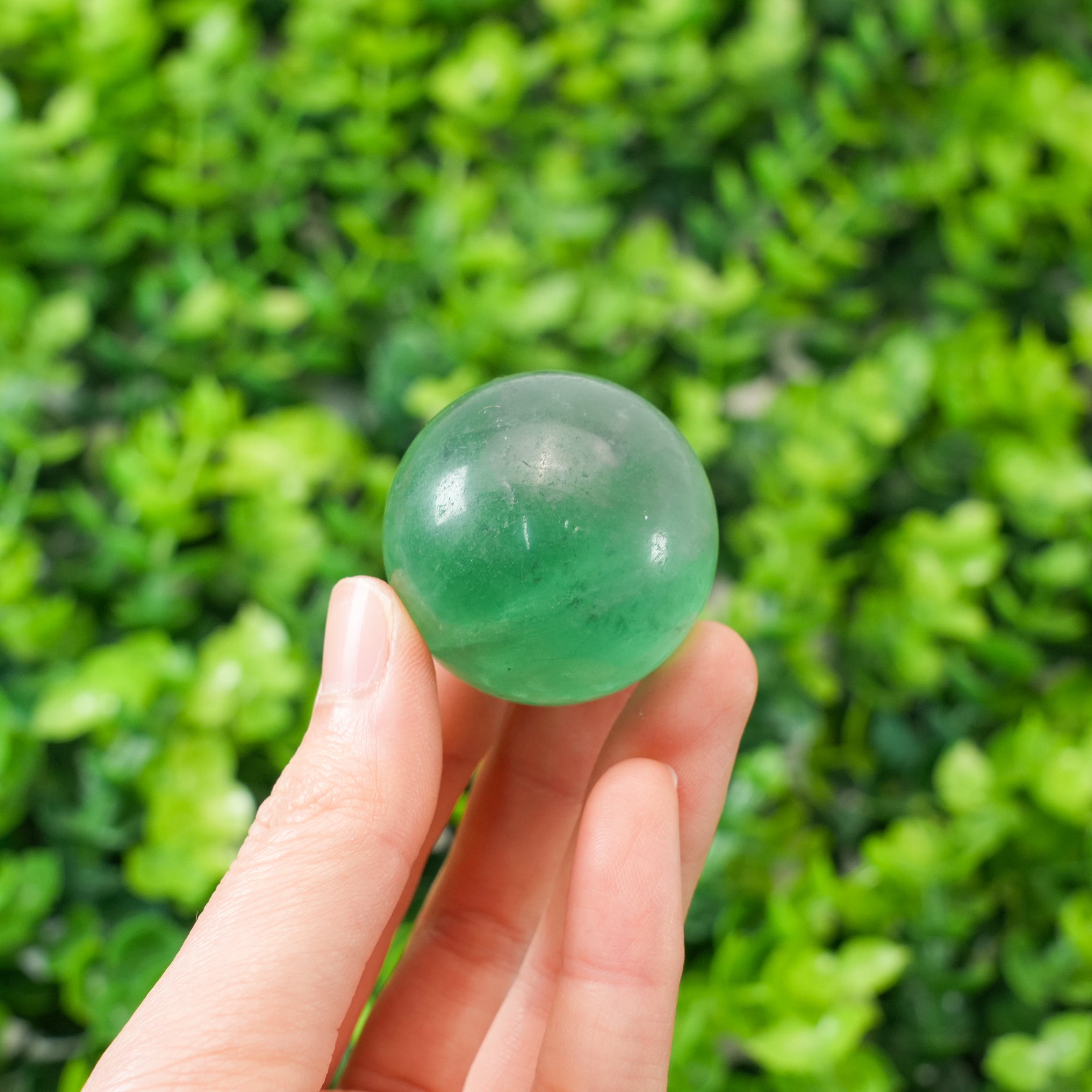 Green Fluorite Mini Sphere | Tiny Healing Crystal, Portable Pocket Stone & Home Decor