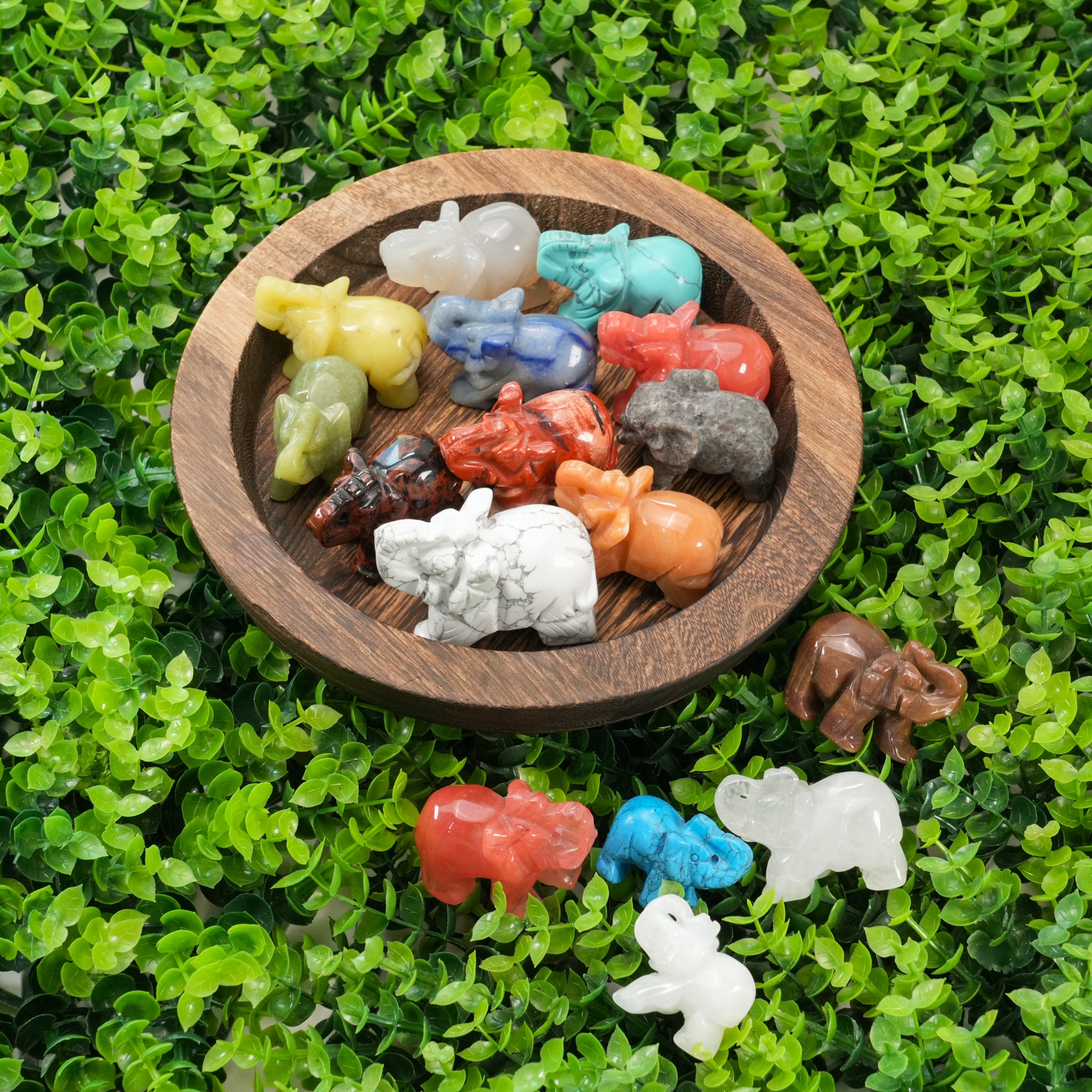 Mixed Crystal Elephant Carving – Lucky Charm for Prosperity & Protection