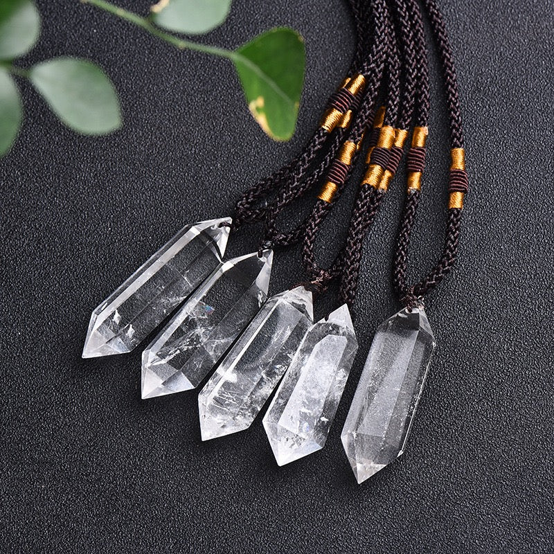 Clear Quartz Double Pointed Column Necklace