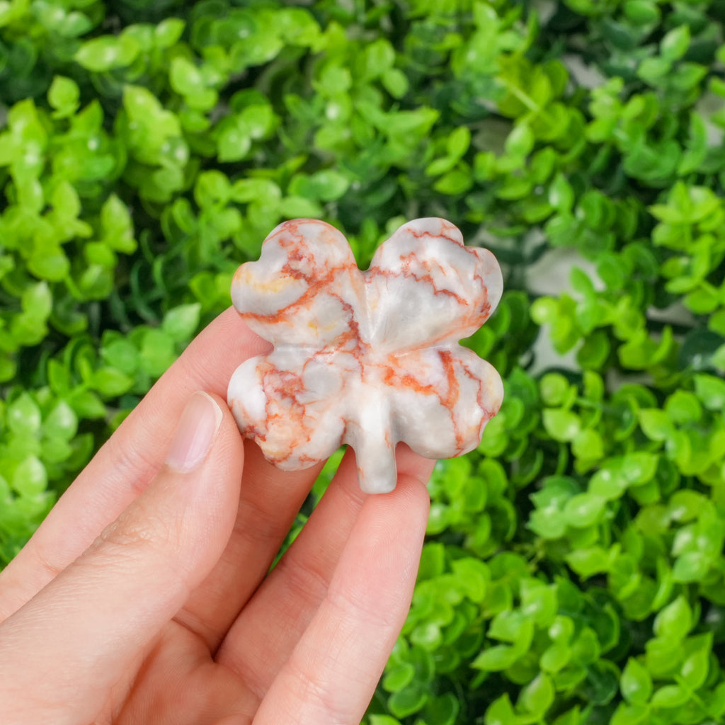 Crystal Clover Shamrock - Natural Hand-Carved Stone for Luck & Positive Energy