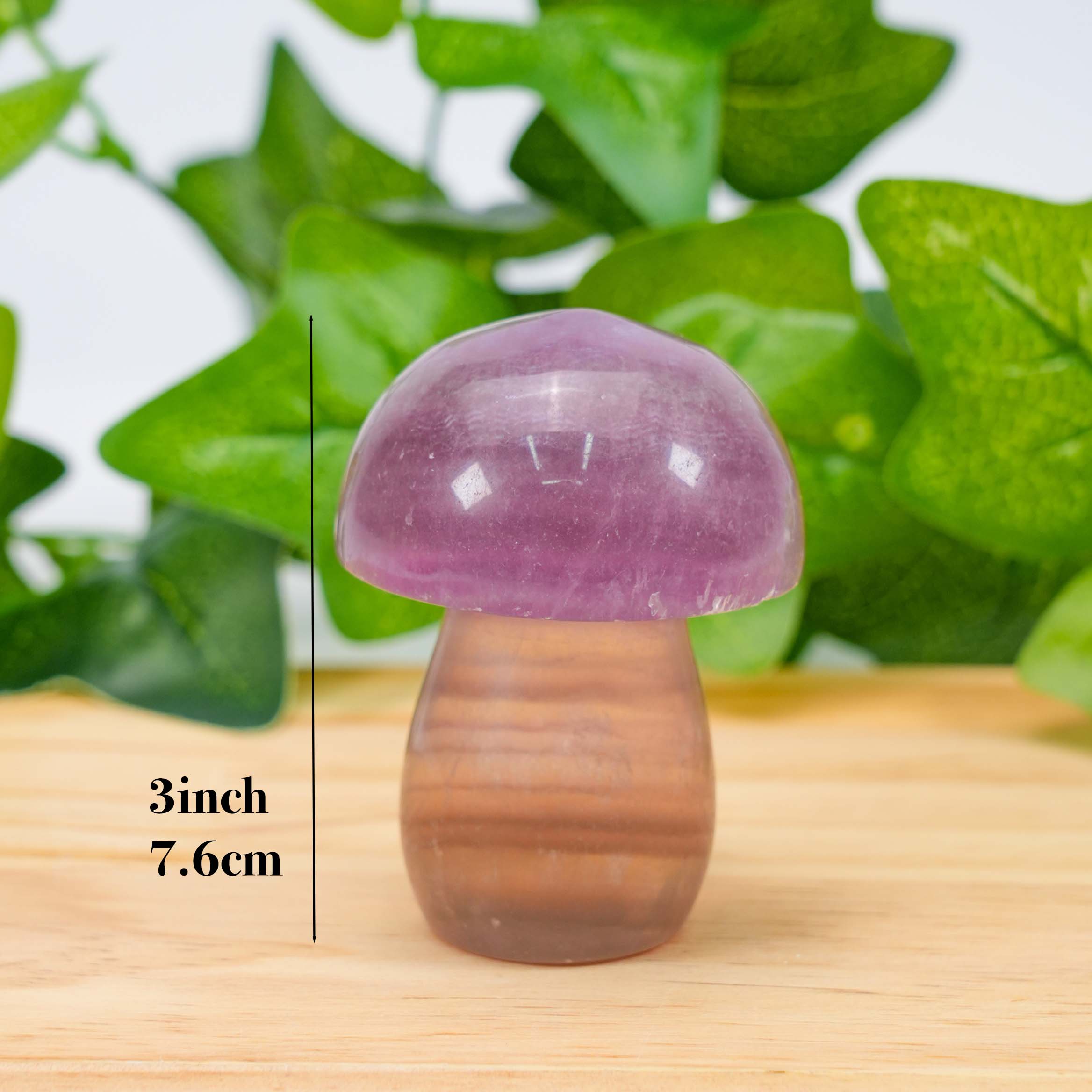 Natural Rainbow Fluorite Mushroom - Hand-Carved Colorful Crystal Mushroom Figurine