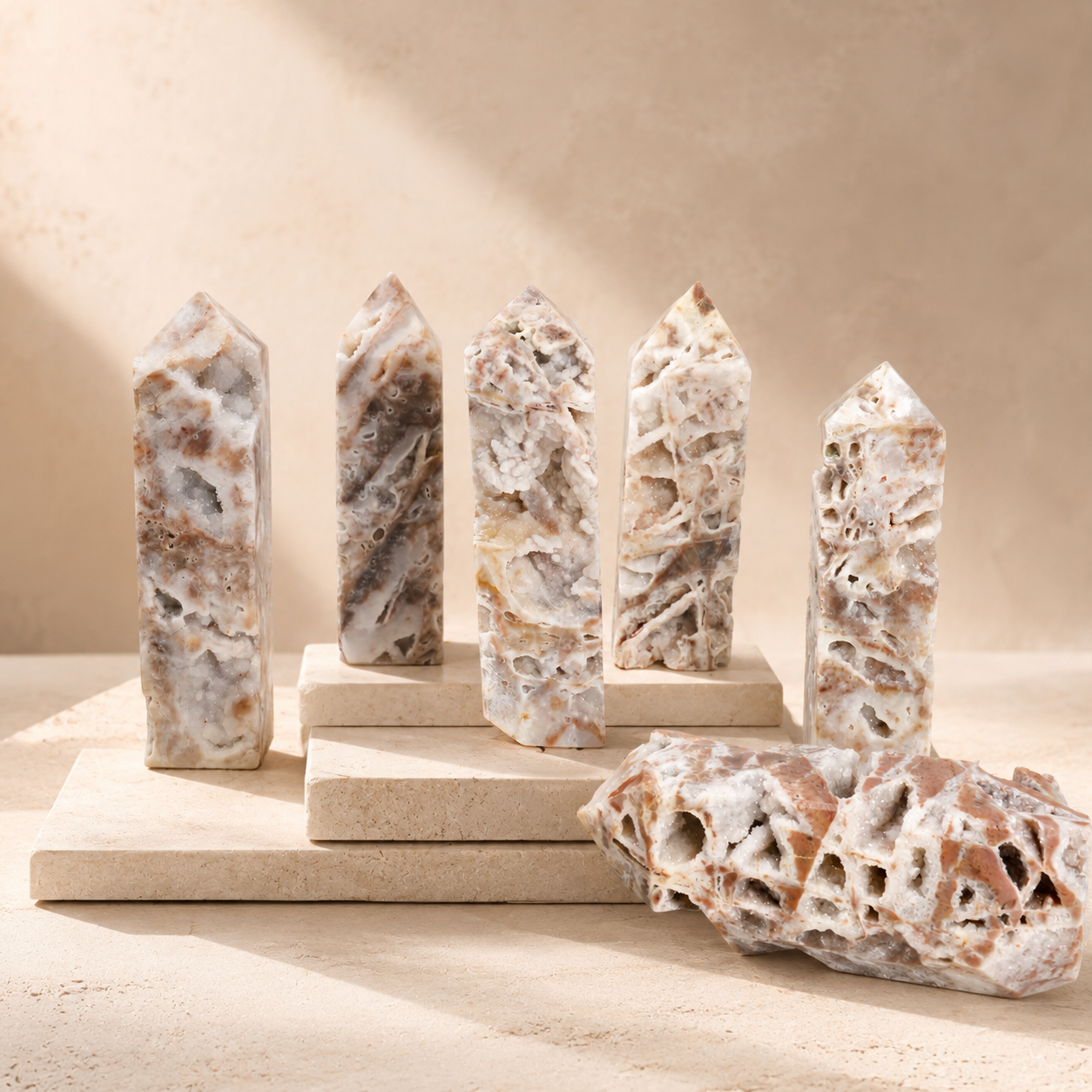 Natural Sphalerite Druzy Obelisk Tower | Raw Crystal Druzy Point Wand for Home Decor & Crystal Healing