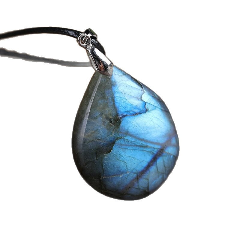Labradorite Raw Stone Leaf Water Drop Pendant