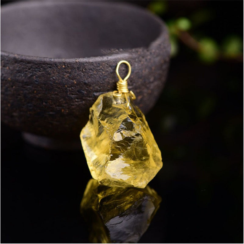 Citrine Rough Stone Pendant Necklace
