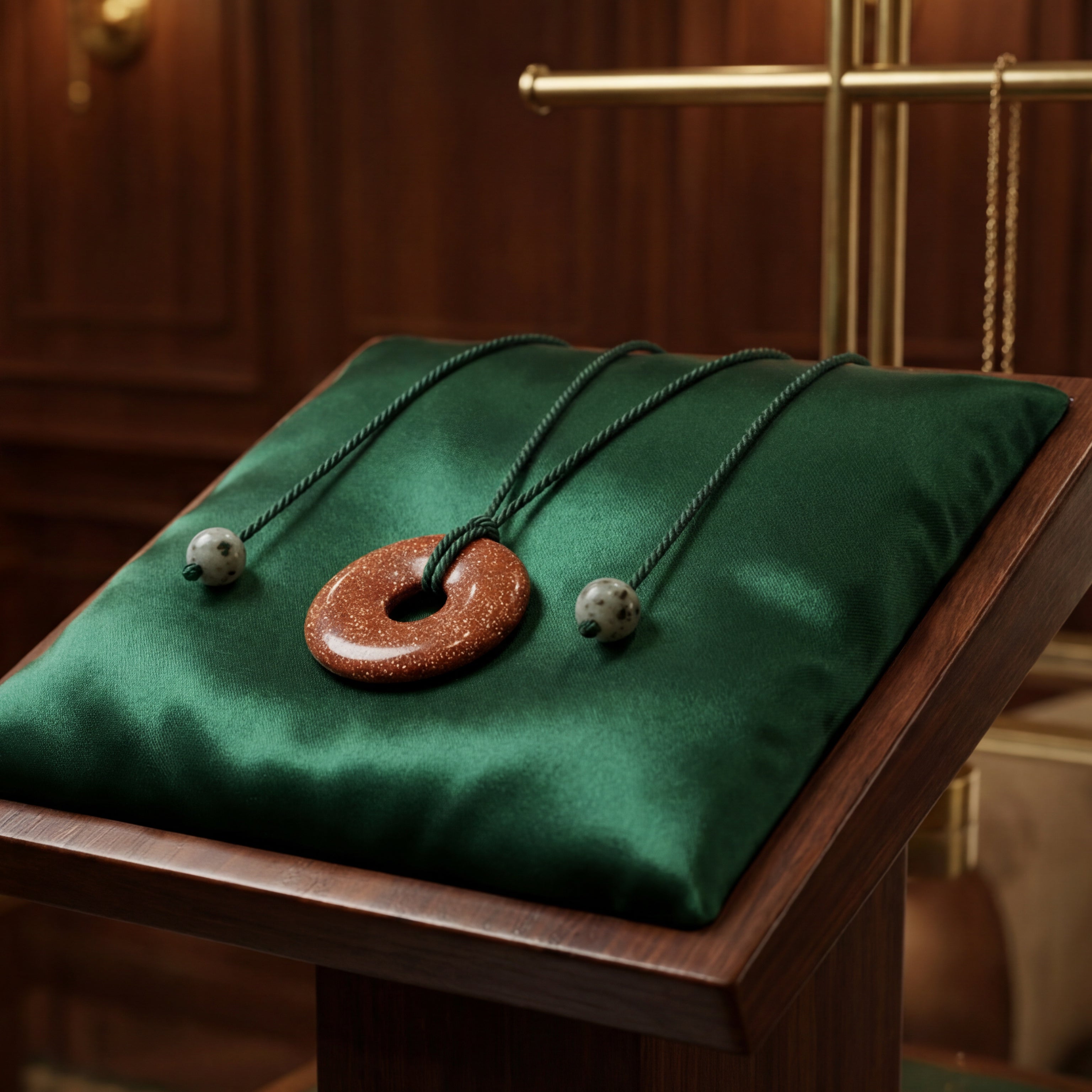 Gold Sand Stone Peace Knot Necklace