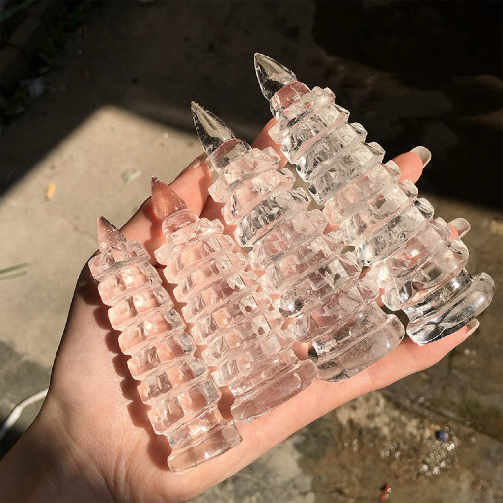 Clear Quartz Wenchang Pagoda Carving